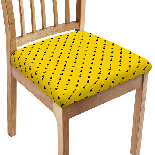 Yellow And Black Dart Pattern Print Chair Cushion Cover
