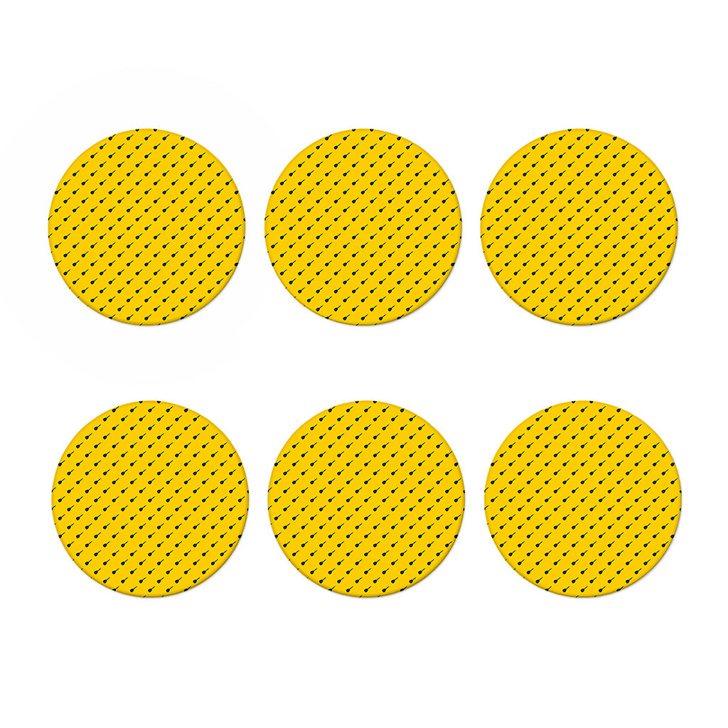 Yellow And Black Dart Pattern Print Coaster Set