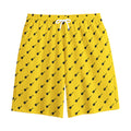 Yellow And Black Dart Pattern Print Cotton Shorts