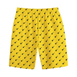 Yellow And Black Dart Pattern Print Cotton Shorts