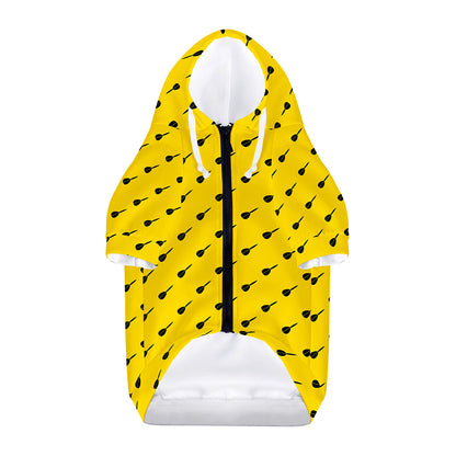 Yellow And Black Dart Pattern Print Dog Zip Up Hoodie