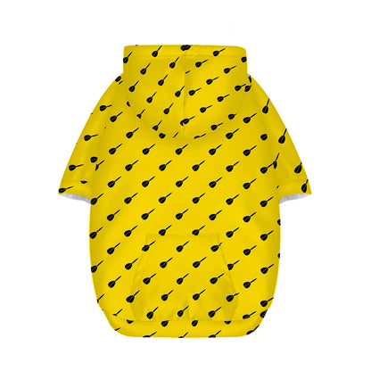 Yellow And Black Dart Pattern Print Dog Zip Up Hoodie