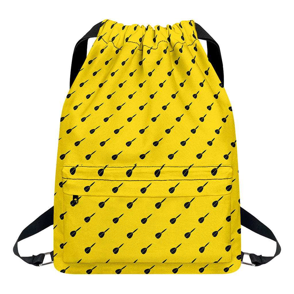 Yellow And Black Dart Pattern Print Drawstring Backpack
