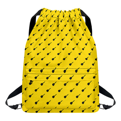 Yellow And Black Dart Pattern Print Drawstring Backpack