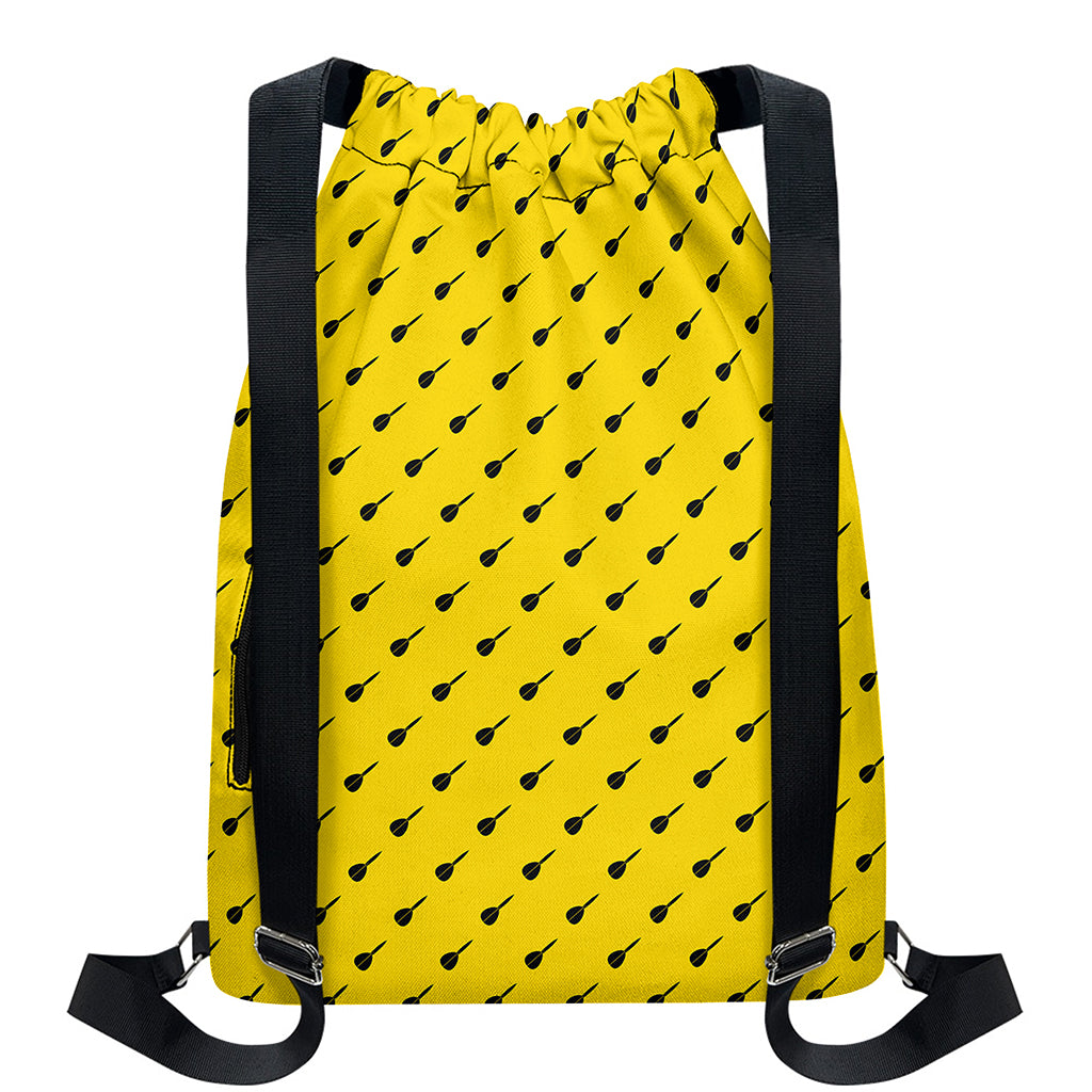 Yellow And Black Dart Pattern Print Drawstring Backpack