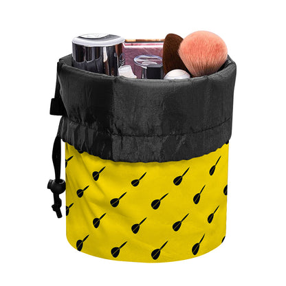 Yellow And Black Dart Pattern Print Drawstring Makeup Bag