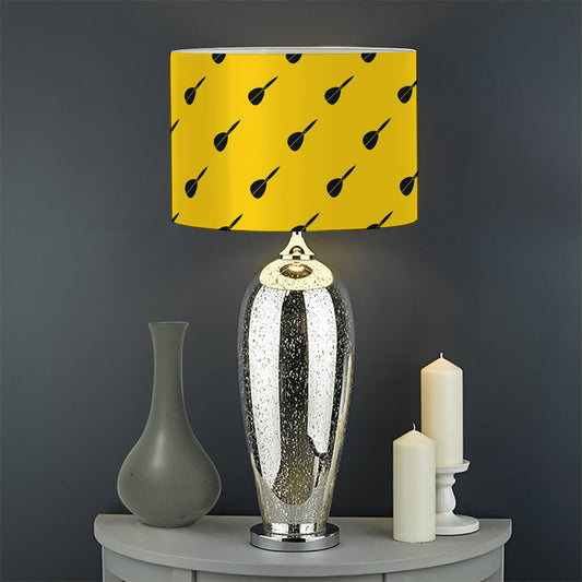 Yellow And Black Dart Pattern Print Drum Lamp Shade