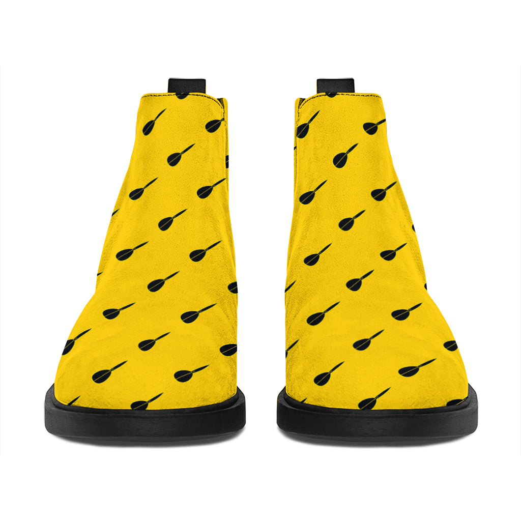 Yellow And Black Dart Pattern Print Flat Ankle Boots