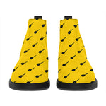 Yellow And Black Dart Pattern Print Flat Ankle Boots