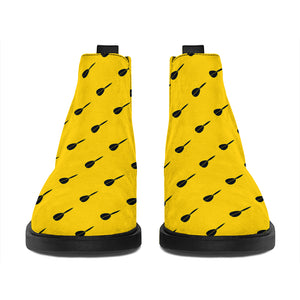 Yellow And Black Dart Pattern Print Flat Ankle Boots