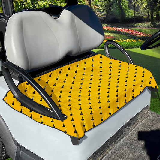 Yellow And Black Dart Pattern Print Golf Cart Seat Cover