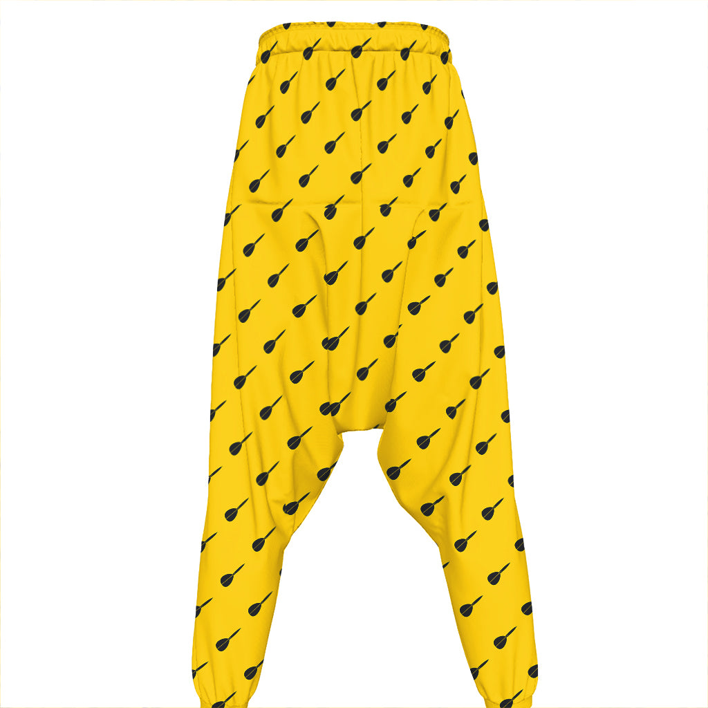 Yellow And Black Dart Pattern Print Hammer Pants