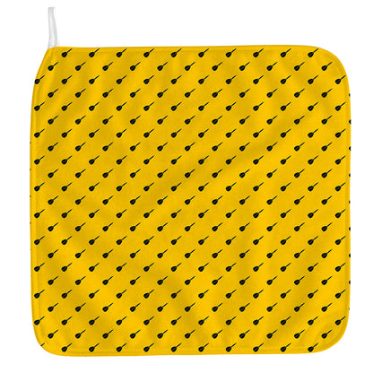 Yellow And Black Dart Pattern Print Hand Towel