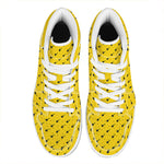 Yellow And Black Dart Pattern Print High Top Leather Sneakers