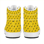 Yellow And Black Dart Pattern Print High Top Leather Sneakers