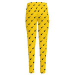 Yellow And Black Dart Pattern Print High-Waisted Pocket Leggings