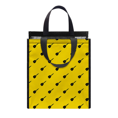 Yellow And Black Dart Pattern Print Insulated Lunch Tote
