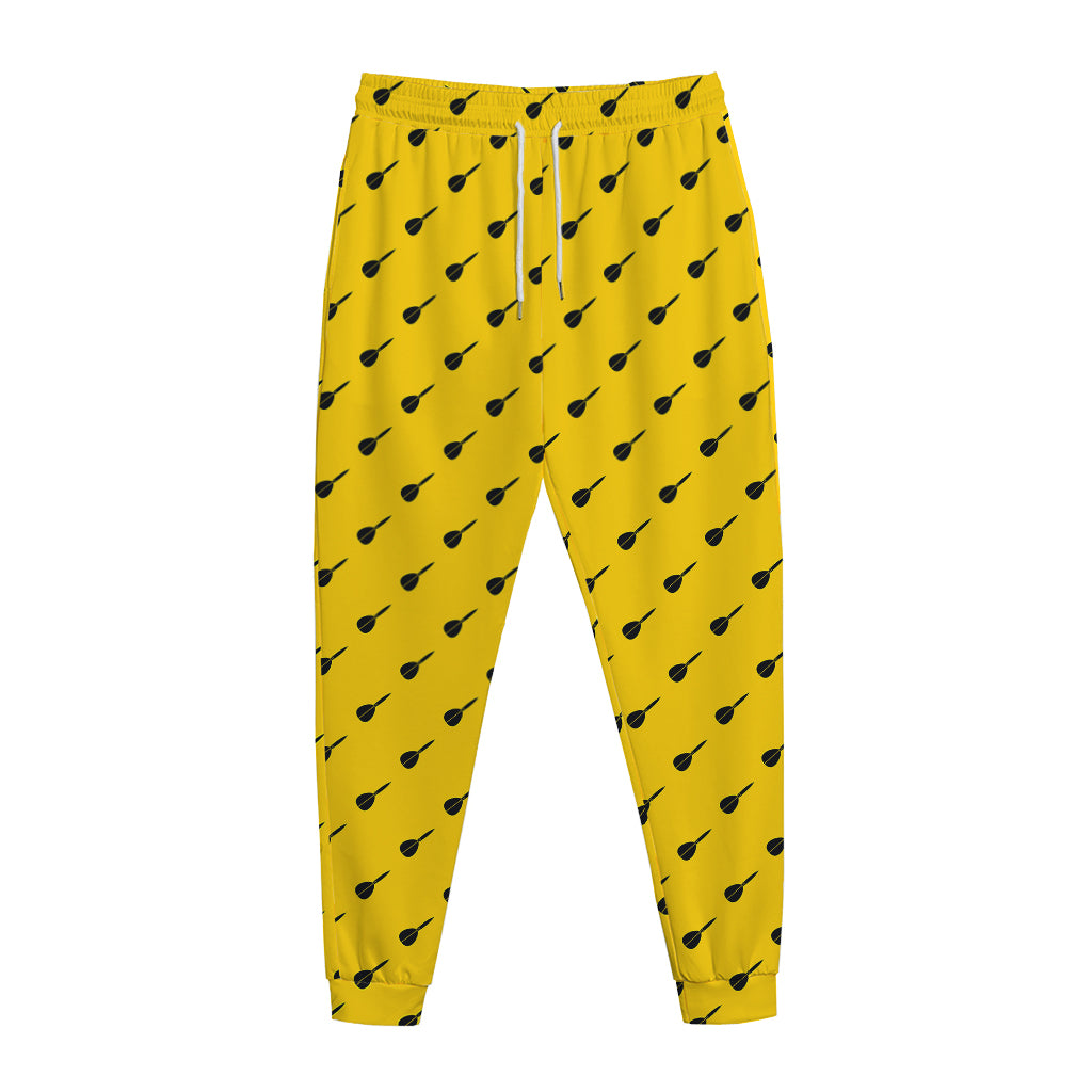 Yellow And Black Dart Pattern Print Jogger Pants