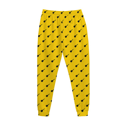 Yellow And Black Dart Pattern Print Jogger Pants