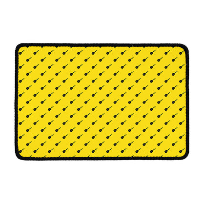 Yellow And Black Dart Pattern Print Kitchen Mat