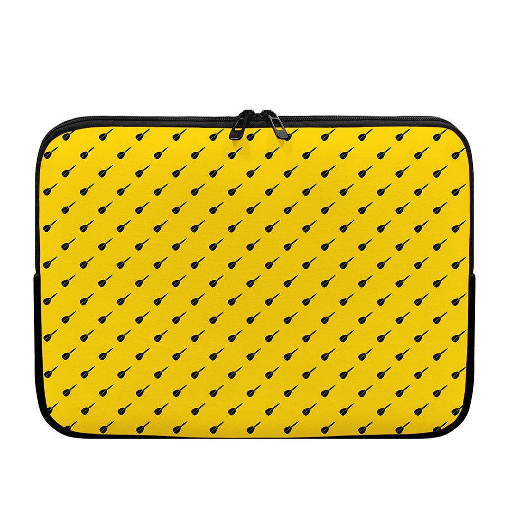 Yellow And Black Dart Pattern Print Laptop Sleeve
