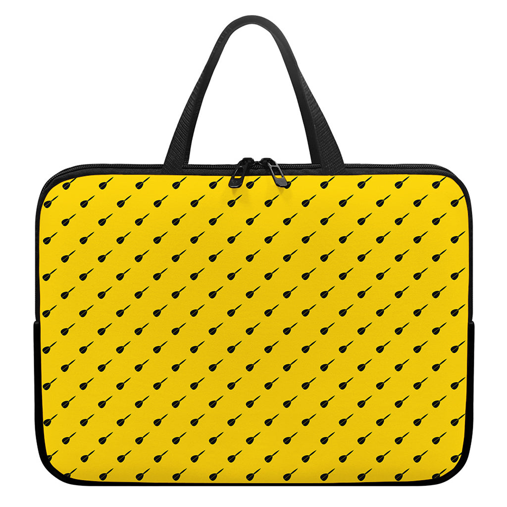 Yellow And Black Dart Pattern Print Laptop Sleeve With Handle