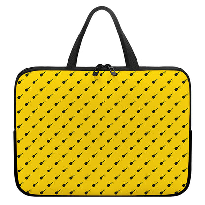 Yellow And Black Dart Pattern Print Laptop Sleeve With Handle