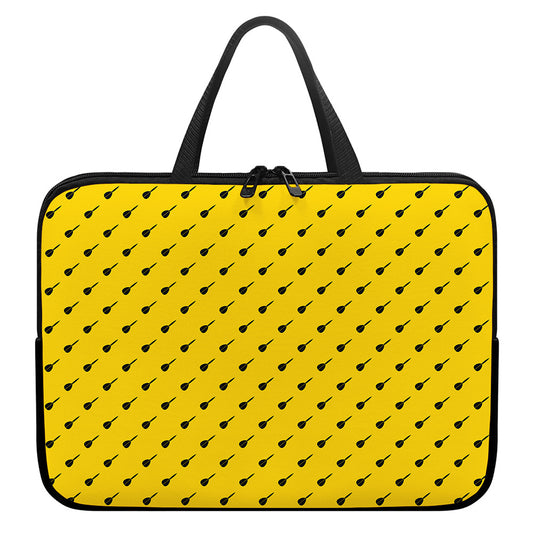 Yellow And Black Dart Pattern Print Laptop Sleeve With Handle
