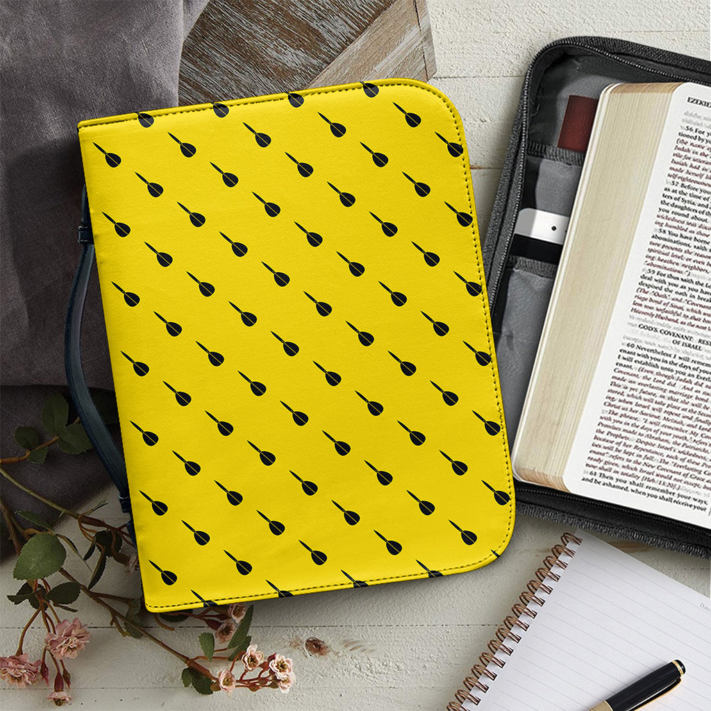 Yellow And Black Dart Pattern Print Leather Bible Cover