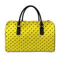 Yellow And Black Dart Pattern Print Leather Duffel Bag