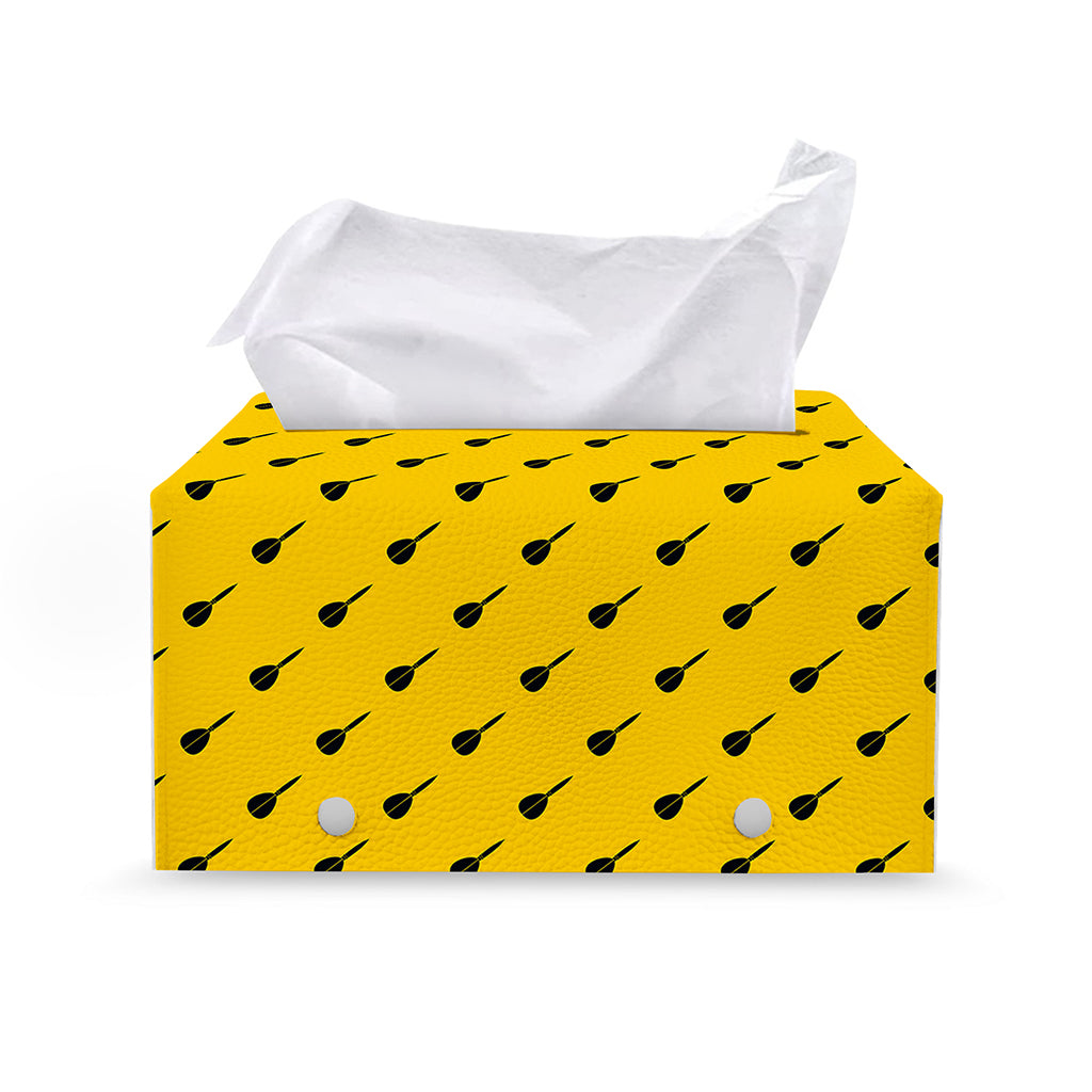 Yellow And Black Dart Pattern Print Leather Tissue Box Cover