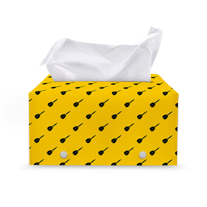 Yellow And Black Dart Pattern Print Leather Tissue Box Cover