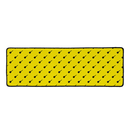 Yellow And Black Dart Pattern Print Long Kitchen Mat