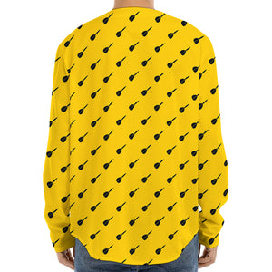 Yellow And Black Dart Pattern Print Long Sleeve Baseball Jersey