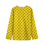 Yellow And Black Dart Pattern Print Long Sleeve Short Coat