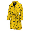 Yellow And Black Dart Pattern Print Men's Bathrobe