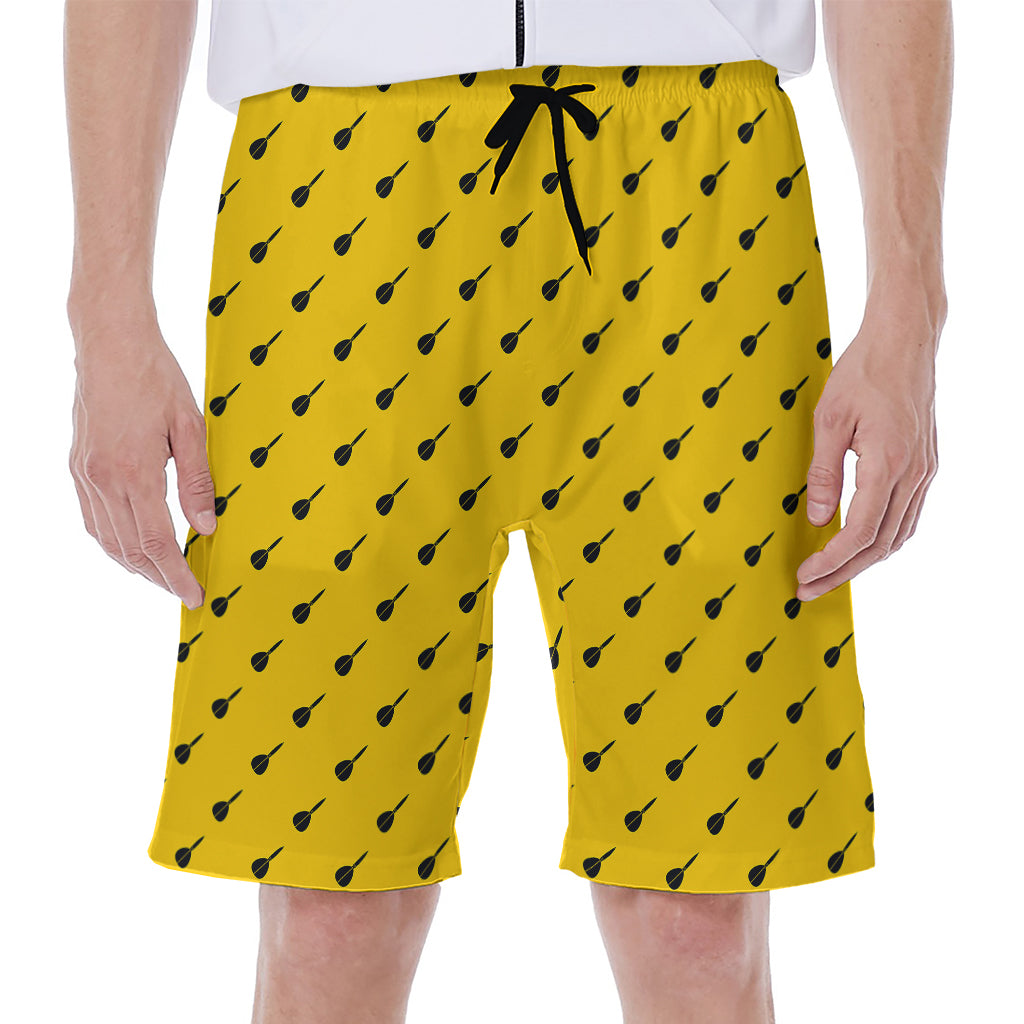 Yellow And Black Dart Pattern Print Men's Beach Shorts