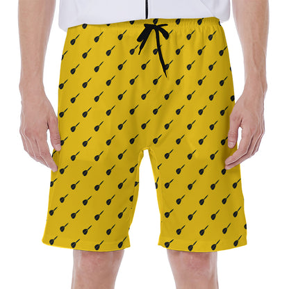Yellow And Black Dart Pattern Print Men's Beach Shorts