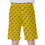 Yellow And Black Dart Pattern Print Men's Beach Shorts