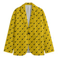 Yellow And Black Dart Pattern Print Men's Blazer