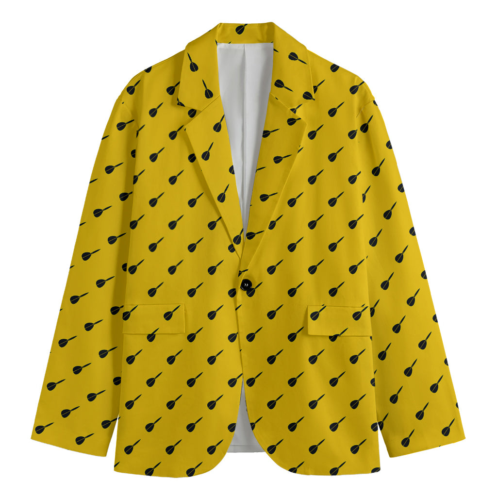 Yellow And Black Dart Pattern Print Men's Blazer