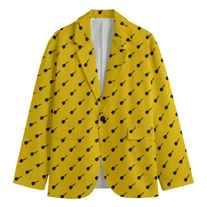 Yellow And Black Dart Pattern Print Men's Blazer