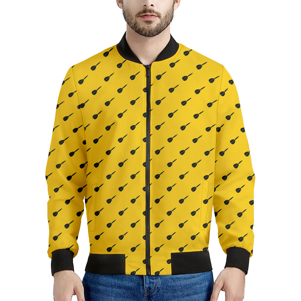 Yellow And Black Dart Pattern Print Men's Bomber Jacket