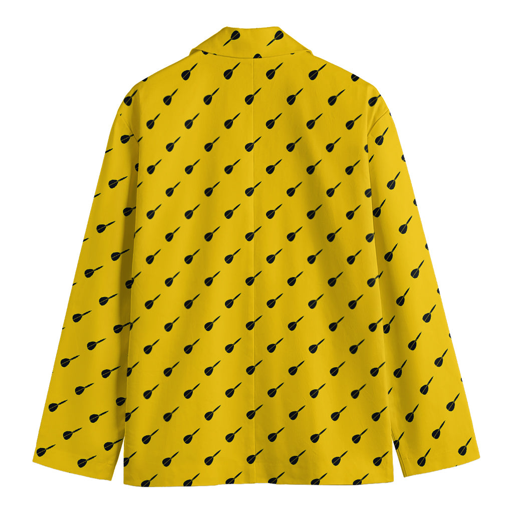 Yellow And Black Dart Pattern Print Men's Cotton Blazer
