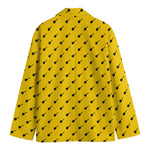 Yellow And Black Dart Pattern Print Men's Cotton Blazer