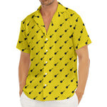 Yellow And Black Dart Pattern Print Men's Deep V-Neck Shirt