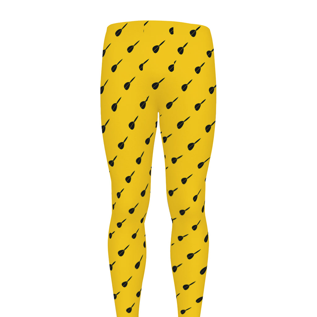 Yellow And Black Dart Pattern Print Men's leggings