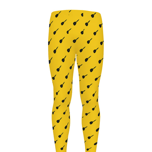 Yellow And Black Dart Pattern Print Men's leggings