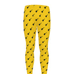 Yellow And Black Dart Pattern Print Men's leggings