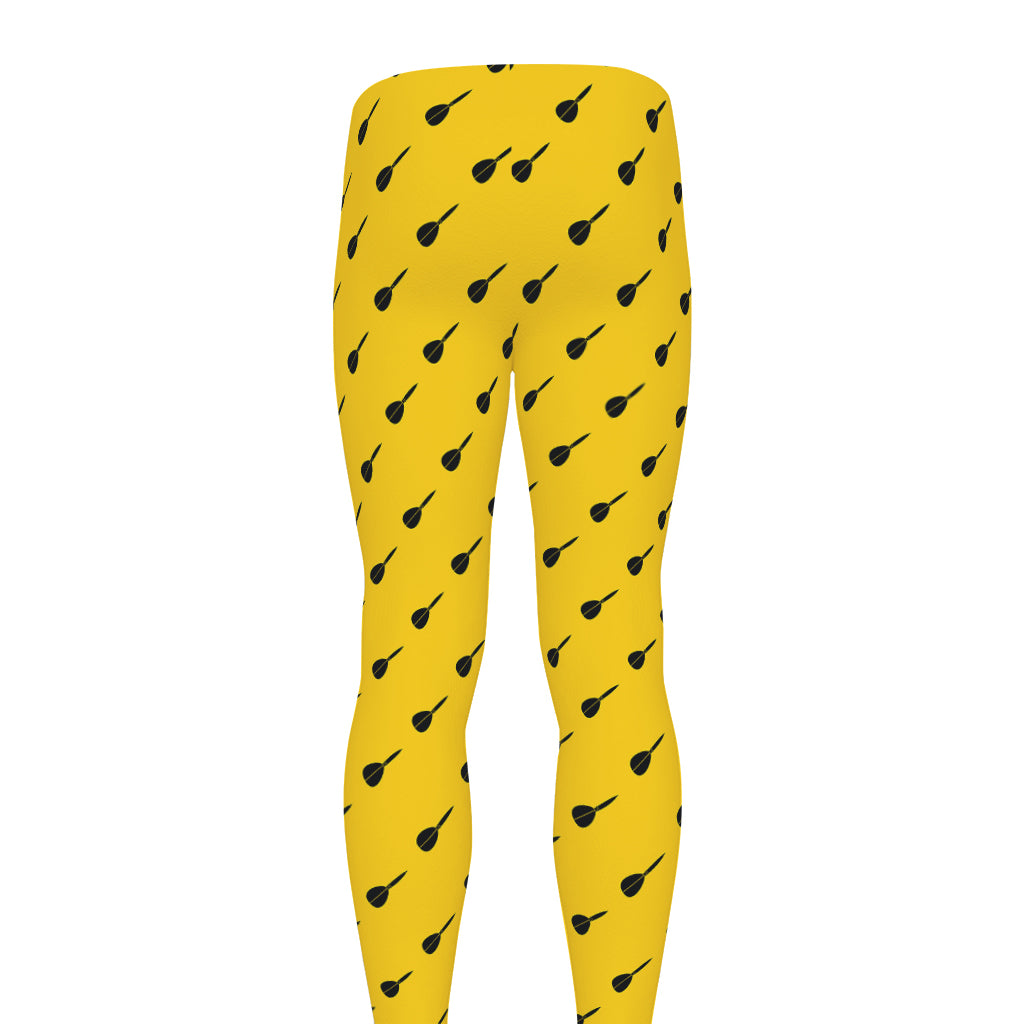 Yellow And Black Dart Pattern Print Men's leggings